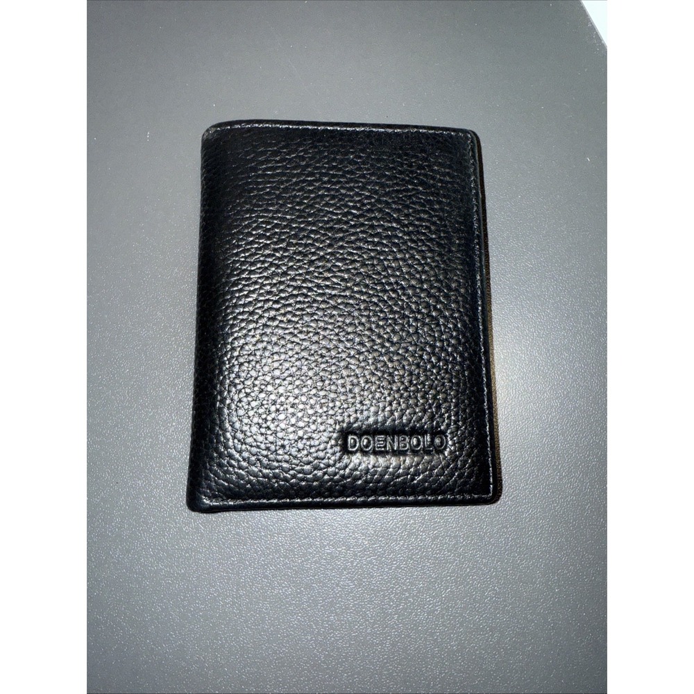 Black Genuine Pebbled Leather Bifold Wallet